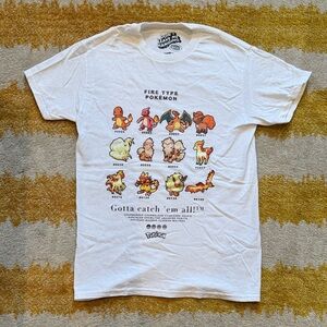 Skinnydip UK Pokemon fire types White ecru Short Sleeve Tee XS